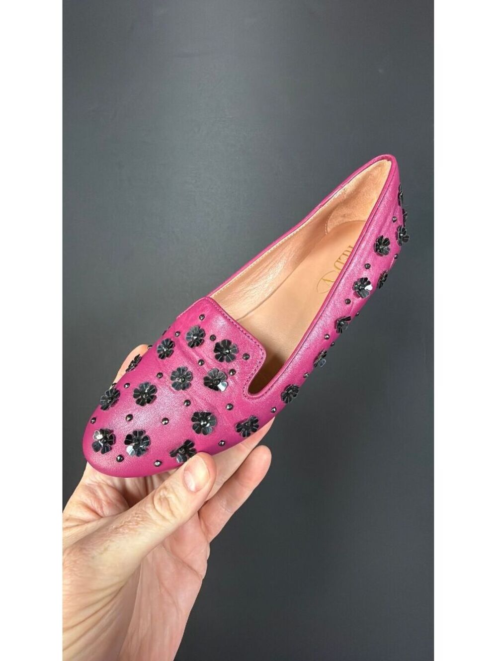 Valentino Red Purple Sequin Flats Size 38